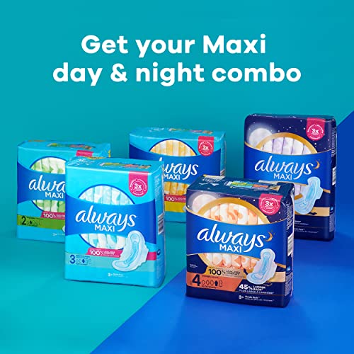 Image 6 of Always Maxi Size 3 Feminine Pads with Wings, Extra Long Super Absorbency, Unscented, 33 Count