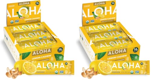 Image 1 of Default Title for the product ALOHA Organic Plant Based Protein Bars - Lemon Cashew - 12-Count - Pack of 2