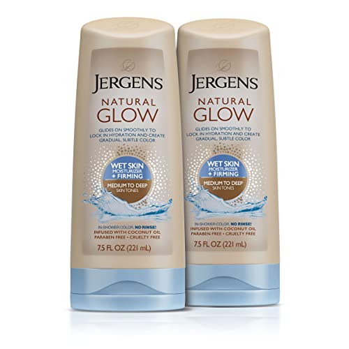 Image 1 of 7.5 Fl Oz (Pack of 2) for the product Jergens Natural Glow +FIRMING In-shower Self Tanner Body Lotion 7.5 Ounce Pack of 2