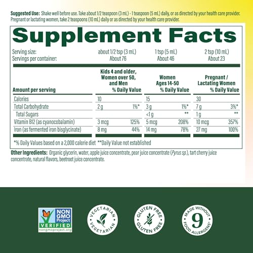 Image 3 of MegaFood Blood Builder Liquid Iron Supplement, Iron Bisglycinate, 7.7 Fl Oz
