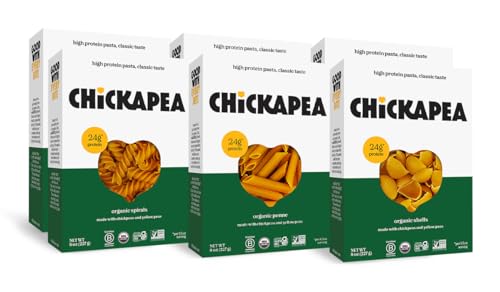 Image 1 of Default Title for the product Chickapea Organic Chickpea Pasta - Spirals, Penne, Shells Variety Pack - 8 oz (Pack of 6)