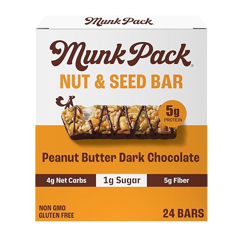 Image 1 of Default Title for the product Munk Pack Fiber Nut Bars, 5g Fiber, Peanut Butter Dark Chocolate | 24 Count
