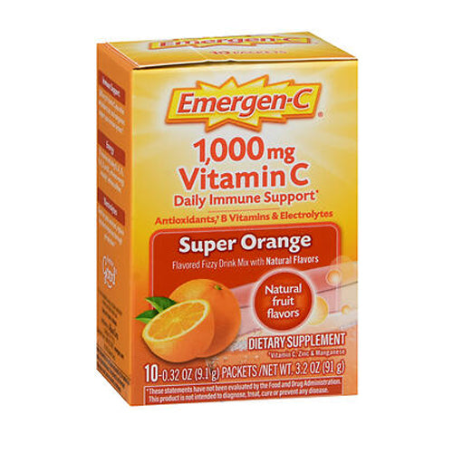 Alacer Emergen-C Vitamin C Drink Mix 1000 mg Supeer Orange 10 pkts