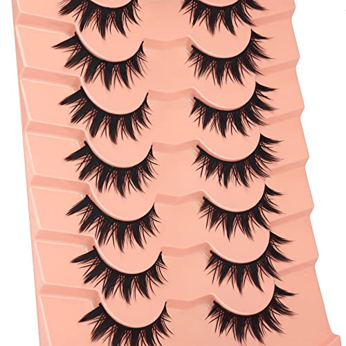 Image 7 of Winifred False Eyelashes - Anime Wispy Cat Eye Natural Spiky Thick Manga Lashes for Cosplay