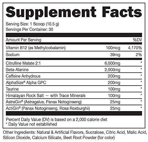 Image 2 of Bucked Up Pre Workout 6 Grams Citrulline, 2 Grams Beta Alanine, and 3 Other Registered trademarked Ingredients (Watermelon)