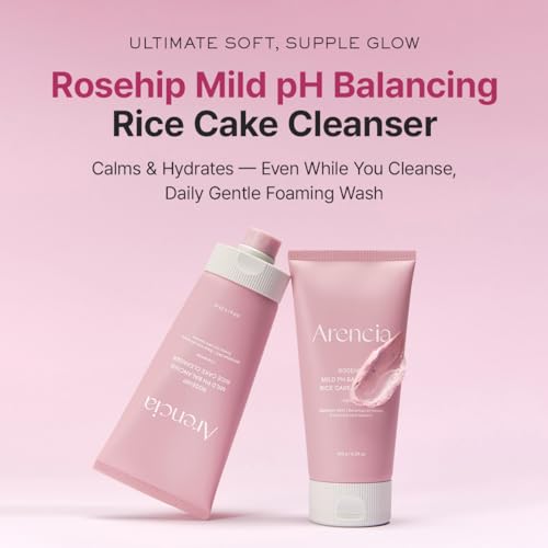 Image 2 of ARENCIA Rosehip Rice Cake Cleanser, pH Balancing Face Wash with Ceramide for Sensitive Skin, 150ml / 5.07 fl oz