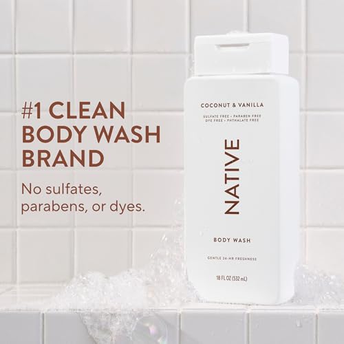Image 2 of Native Clean Body Wash, Gentle & pH-balanced, Coconut & Vanilla, 18fl oz