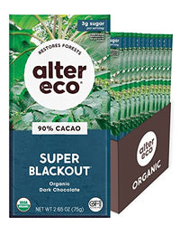 Thumbnail for Image 1 of Super Blackout / 2.65 Ounce (Pack of 12) for the product Alter Eco Dark Chocolate Bars Pure Dark Cocoa Fair Trade Organic Non-GMO Gluten Free