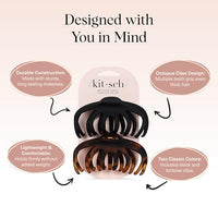 Thumbnail for Image 4 of Kitsch Octopus Hair Clips For Women - Classic Black & Tortoise, 2pcs