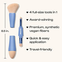 Thumbnail for Image 2 of ALLEYOOP Multi-Tasker 4-in-1 Travel Makeup Brush Set, Blush Sponge