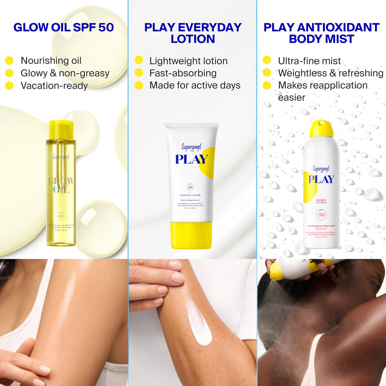 Supergoop! PLAY Antioxidant Body Mist w/Vitamin C - 6 fl oz - SPF 50 PA++++ Broad Spectrum Sunscreen - Body Spray - Great for Active Days