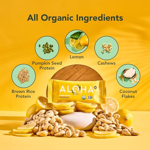 Image 4 of ALOHA Organic Plant Based Protein Bars - Lemon Cashew - 12-Count - Pack of 2