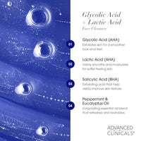 Thumbnail for Image 4 of Advanced Clinicals Exfoliating Glycolic Acid & Salicylic Acid Face Wash + Hydrating Vitamin C Facial Cleanser 2pc AM/PM Skin Care Set For Women & Men