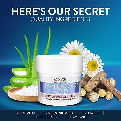 Image 6 of Advanced Clinicals Hyaluronic Acid Hydrating Cream  Hyaluronic Acid Moisturizing Gel Face Mask Set