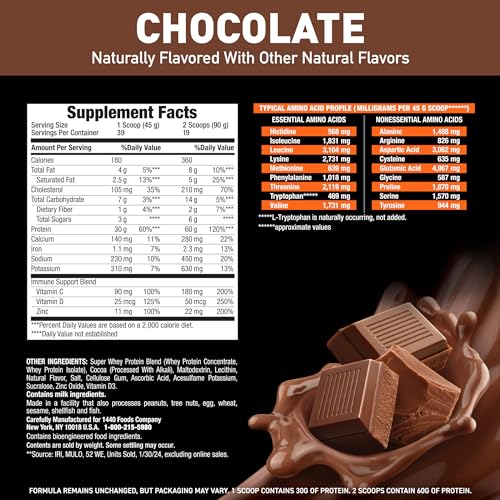 Image 3 of Body Fortress Super Advanced Whey Protein Powder, Chocolate, 3.9 lbs