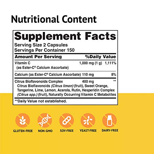 Image 2 of American Health Ester-C w/Citrus Bioflavonoids Capsules, 500mg, 300ct