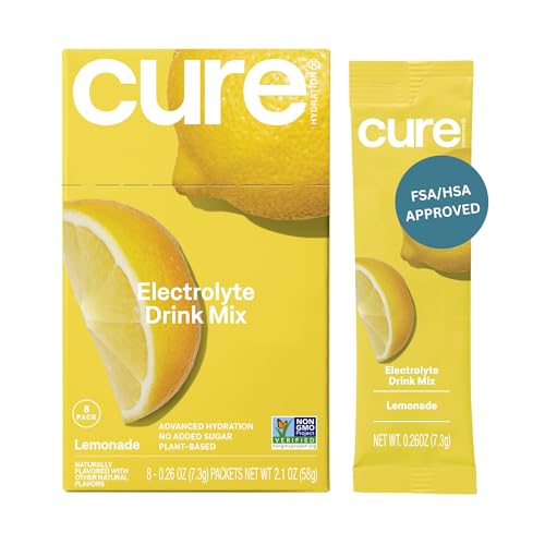 Image 1 of Default Title for the product Cure Hydration Electrolyte Drink Powder Lemonade 8 Packets