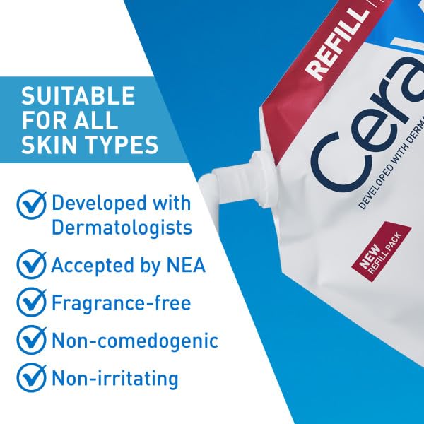 Image 5 of CeraVe Moisturizing Cream, Face & Body Moisturizer, Dry Skin, 16oz Refill
