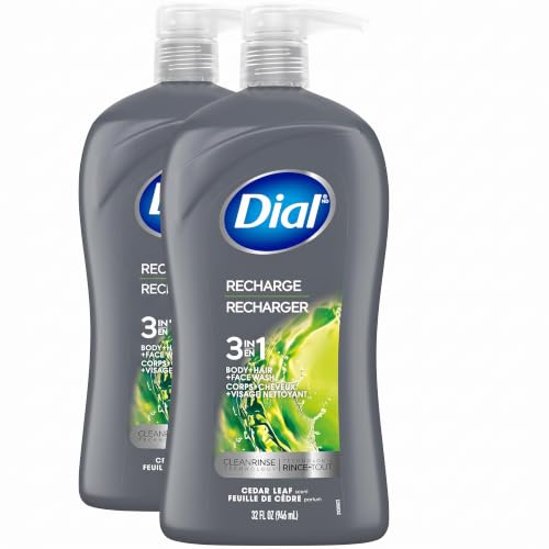 Image 5 of Recharged / 32 Fl Oz (Pack of 2) for the product Dial Men 3-in-1 Body, Hair and Face Wash