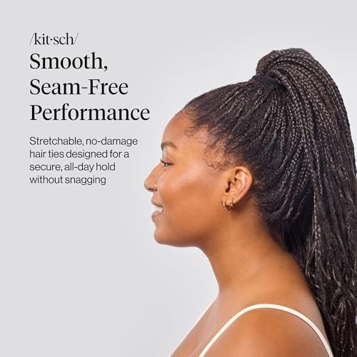 Image 2 of Kitsch Seamless Hair Ties No Damage - Stretchy Hair Bands - Black, 8pcs