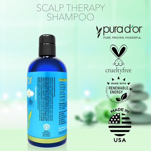 Image 6 of PURA D'OR Scalp Therapy Shampoo Hydrates & Nourishes Scalp Care Shampoo For Itchy Flaky-Scalp Tea Tree,Peppermint,Patchouli,Cedarwood,Clary Sage,Argan Oil 16oz Pack of 2