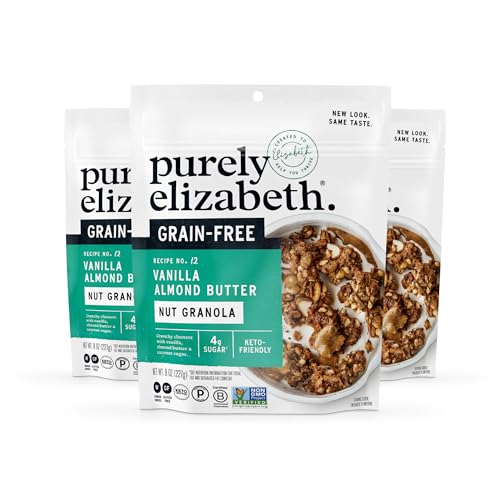 Image 1 of Default Title for the product purely elizabeth. Vanilla Almond Butter Keto Granola with MCT Oil Grain-Free (3 Ct, 8oz Bags)