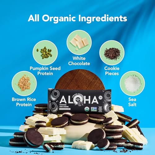 Image 3 of ALOHA Organic Plant Based Protein Bars, Cookies and Creme, 12 Ct, 4g Sugar