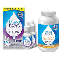 Thumbnail for Image 1 of Default Title for the product TheraTears 1200mg Omega 3 Supplement for Eye Nutrition with Eye Drops, 180 Count, 15 ml, 2 Pack