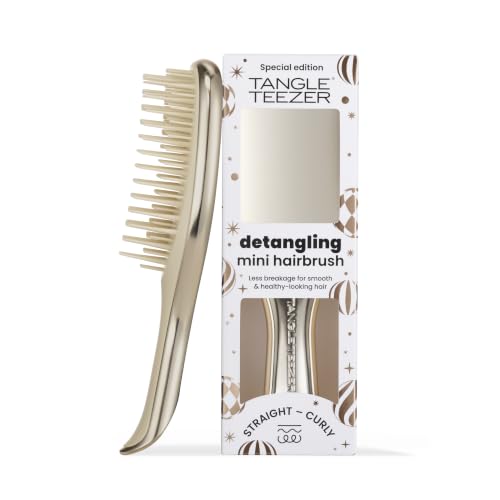 Image 1 of Default Title for the product TANGLE TEEZER Chrome Detangler Mini Hair Brush, Straight to Curly, Gold