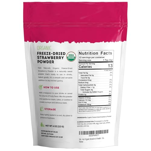 Image 3 of Kate Naturals Organic Freeze Dried Strawberry Powder for Baking (4oz)