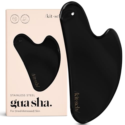 Image 3 of Matte Black for the product Kitsch Stainless Steel Guasha Tool for Face