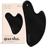 Thumbnail for Image 3 of Matte Black for the product Kitsch Stainless Steel Guasha Tool for Face