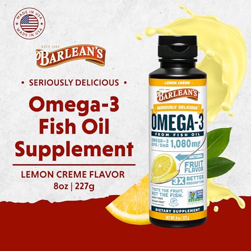 Image 3 of Barlean's Lemon Creme Omega-3 Fish Oil Liquid, 8oz
