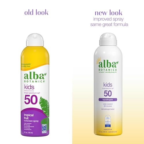 Image 3 of Alba Botanica Kids Sunscreen Spray for Face and Body, Tropical Fruit, Broad Spectrum SPF 50, Water Resistant, 5 fl. oz. Bottle