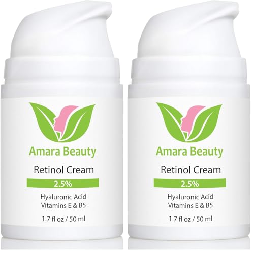 Image 1 of Default Title for the product Retinol Cream for Face 2.5% with Hyaluronic Acid & Vitamins E & B5, 1.7 fl. oz. (Pack of 2)