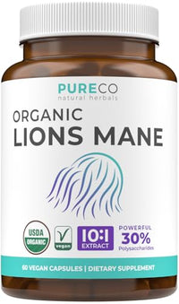 Thumbnail for Image 1 of 60 Count (Pack of 1) for the product PURE CO Organic Lions Mane Supplement Capsules