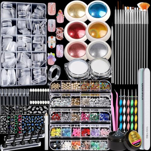 Image 1 of Default Title for the product Teenitor Acrylic Nail Kit with Nail Charms Nail Tips Chrome Nail Powder