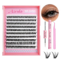 Thumbnail for Image 1 of Default Title for the product Azenlo Natural Lash Clusters Kit Wispy Eyelash Clusters 120 pcs Cluster Eyelash Extensions C Curl Individual Lashes 10-16 mm Mix Length Natural Look (50D KIT 120 Pcs)