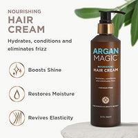 Thumbnail for Image 4 of Argan Magic Nourishing Hair Cream - Hydrates, Conditions, and Eliminates Frizz for All Hair Types | Seals in Shine | Paraben Free, (8.5 oz)