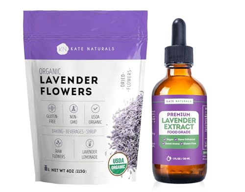 Image 1 of Default Title for the product Kate Naturals Lavender Flowers 4oz & Lavender Extract 1oz Bundle