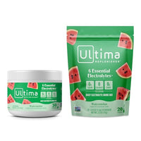 Thumbnail for Image 1 of Default Title for the product Ultima Replenisher Electrolyte Powder Drink Mix Bundle ? Sugar Free ? Watermelon, 30 Serving Canister and 20 Stickpacks ? 6 Electrolytes and Minerals ? Keto Friendly, Vegan, Non-GMO