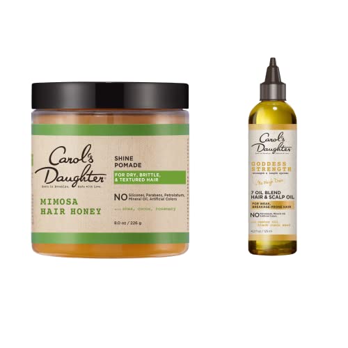 Image 1 of Default Title for the product Carol's Daughter Hair Treatment Bundle - Mimosa Honey Shine Pomade and Goddess Strength 7 Oil with Shea Butter and Castor Oil, Strengthening for 2A to 4C Hair