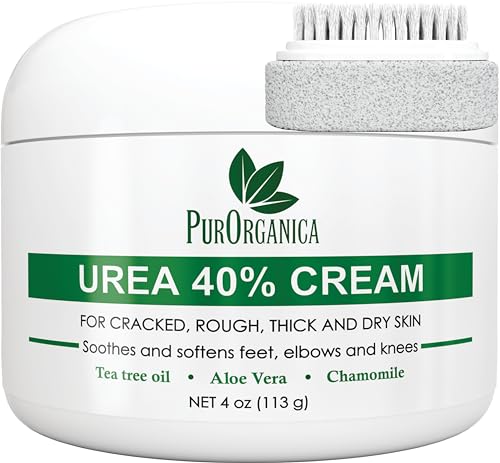 Image 1 of With Pumice Stone and Brush / 4 Ounce (Pack of 1) for the product PurOrganica Urea 40% Foot Cream 4 oz
