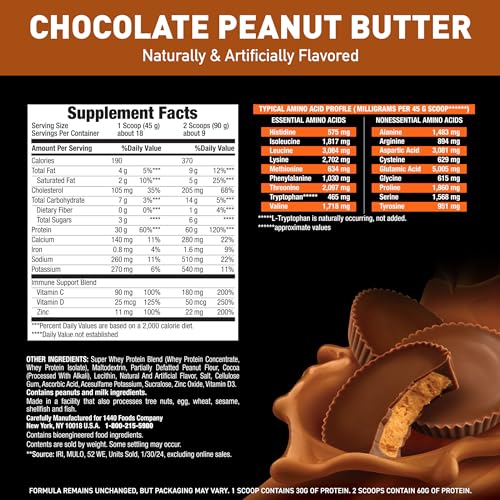 Image 4 of Body Fortress Super Advanced Whey Protein Powder, Chocolate PB, 1.78 lbs