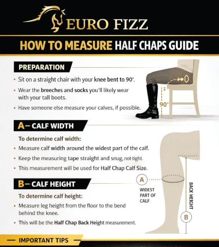 Image 6 of Equestrian Riding Unisex Half Chaps Amara Adult | Synthetic Leather Zip-Up Pair | Accurate Size Chart in Images.