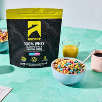Thumbnail for Image 2 of Ascent 100% Whey Protein Powder, Fruity Cereal, 1.7 lb, Daily Protein