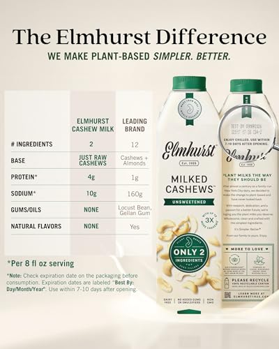 Image 5 of Elmhurst 1925 Cashew Milk Unsweetened - 32 Ounce (Pack of 6), Vegan