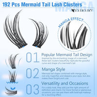 Thumbnail for Image 2 of EYDEVRO Wispy Lash Clusters Natural Eyelash Clusters 10-16mm Cluster Eyelash Extensions 192 Pcs Individual Lashes CD Curvature Cluster Lashes Comfortable Soft Thin Band DIY Lash Extensions