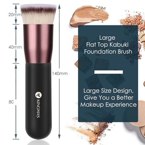 Image 3 of KINGMAS Flat Top Foundation Brush, Premium Kabuki Makeup Brush