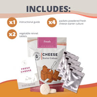 Thumbnail for Image 3 of Cultures For Health Fresh Cheese Starter Culture | 4 Direct-Set Mesophilic Packets & 2 Vegetable Rennet Tablets